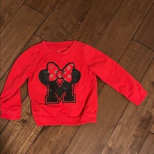 Kids Red Sweatshirt with Bow and Letter Graphic